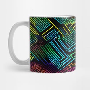 Colourful neon lines pattern Mug